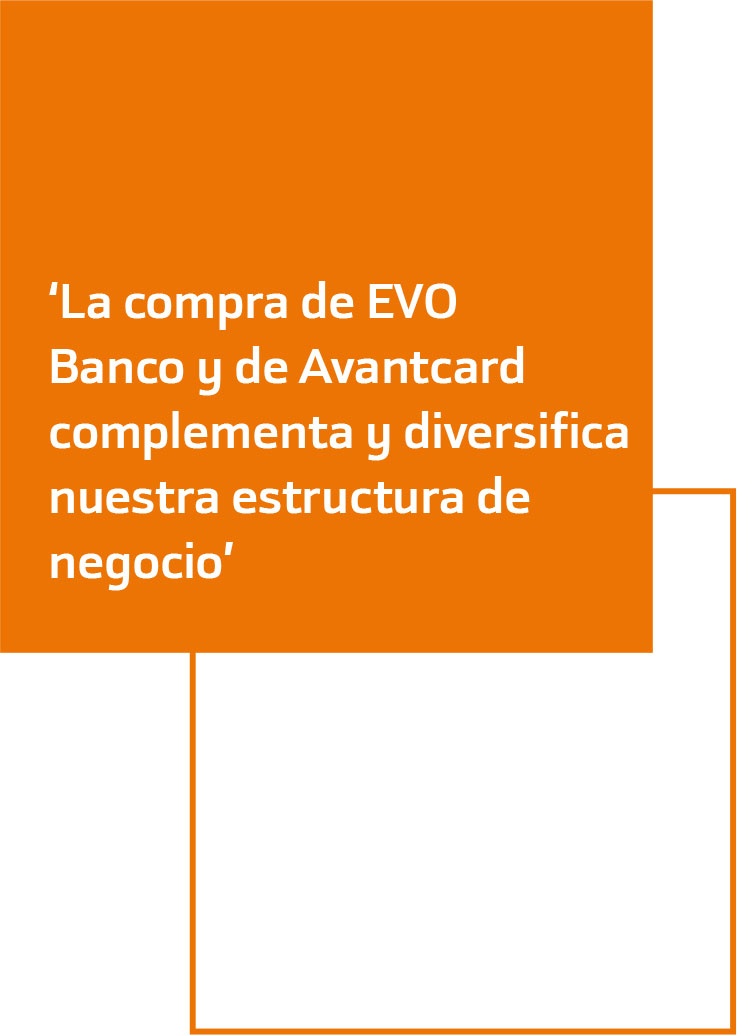 La compra de EVO Banco y de Avantcard complementa y diversifica nuestra estructura de negocio