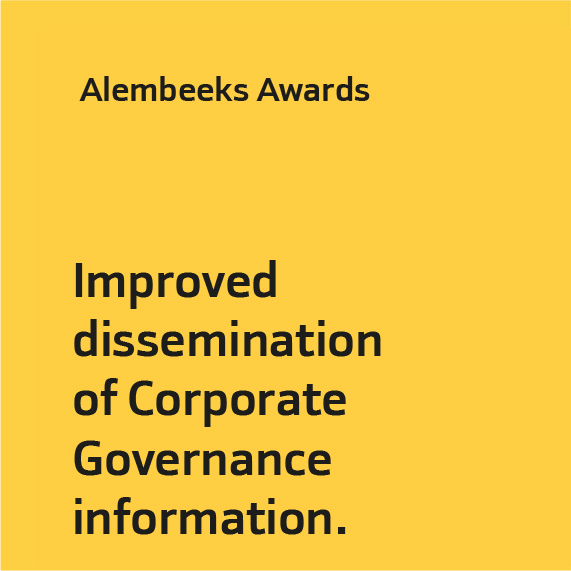 Alembeeks Awards Improved dissemination of Corporate Governance information.